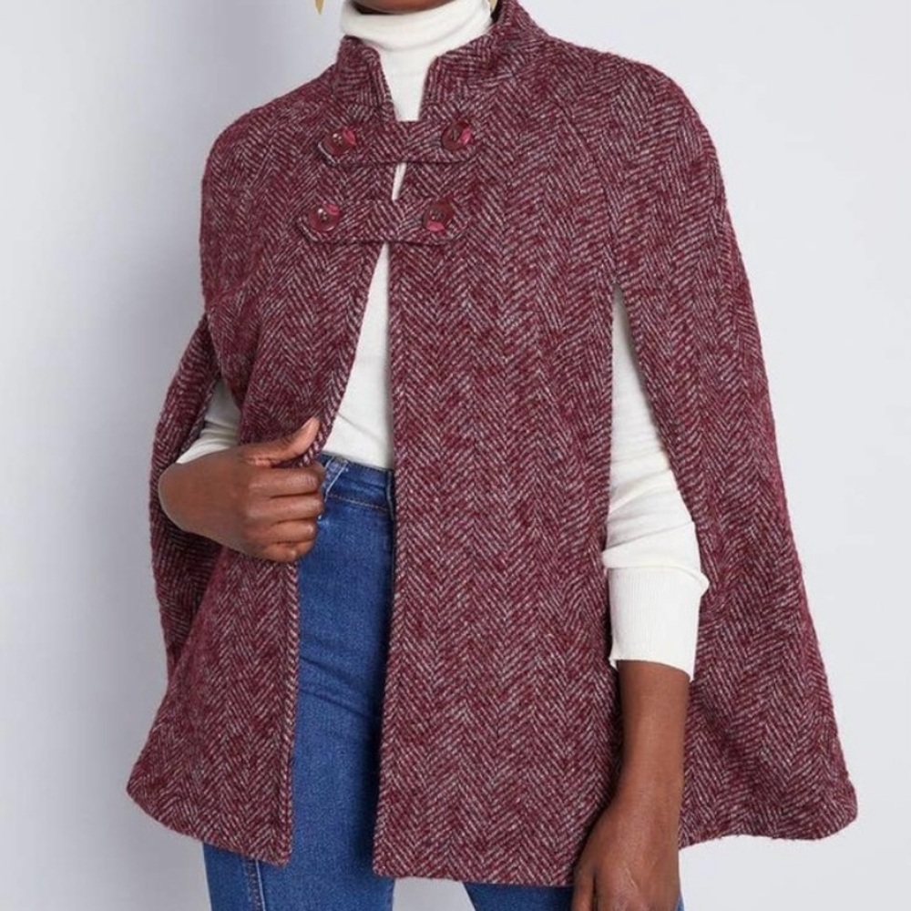 Modcloth Pink Herringbone Cape - Picture 9 of 9